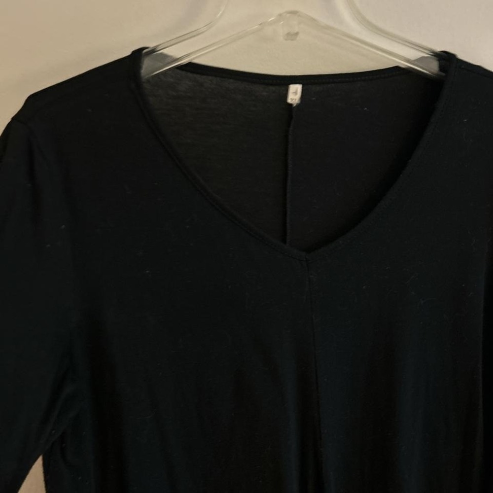 Black midi dress XL asymmetrical hem and long sleeves goth grunge witchy - Picture 5 of 7